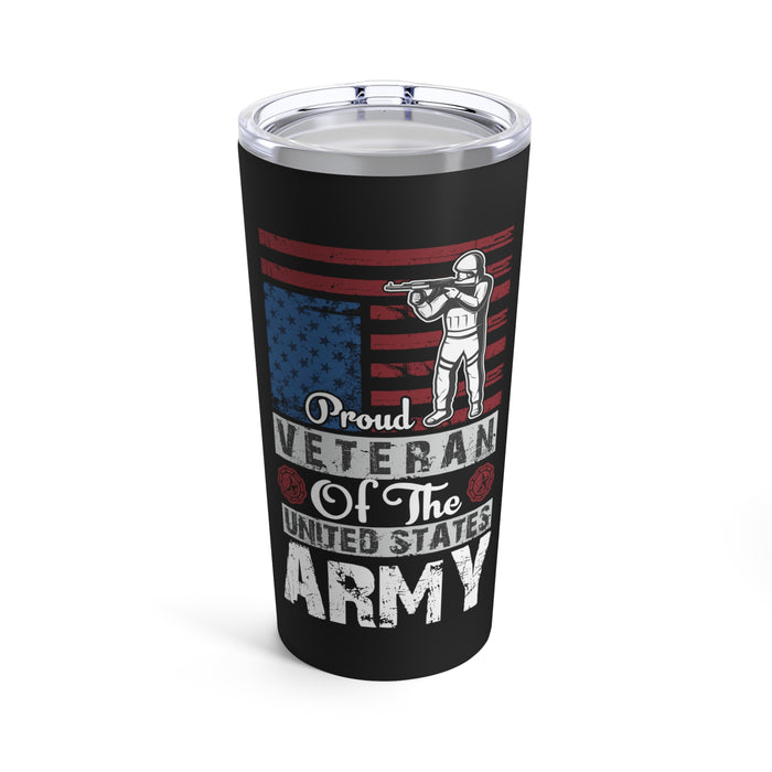 Proud United States Army Veteran 20oz Military Design Tumbler - Black Background