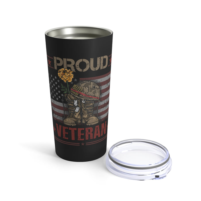Proud Veteran: 20oz Military Design Tumbler - Embrace Your Service with Pride!