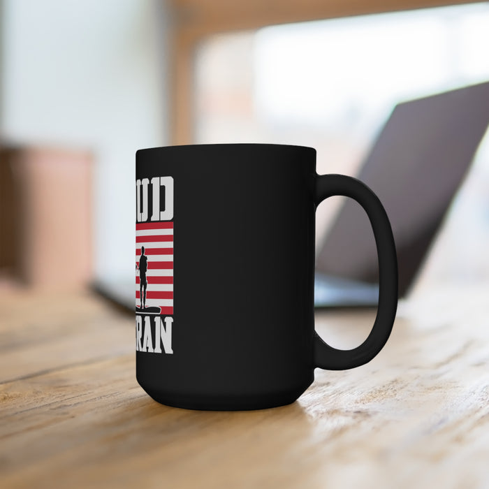 Proud Veteran Tribute: 15oz Military Design Black Mug for Heroes