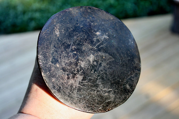 Railroad spike hamburger press - Old West Iron