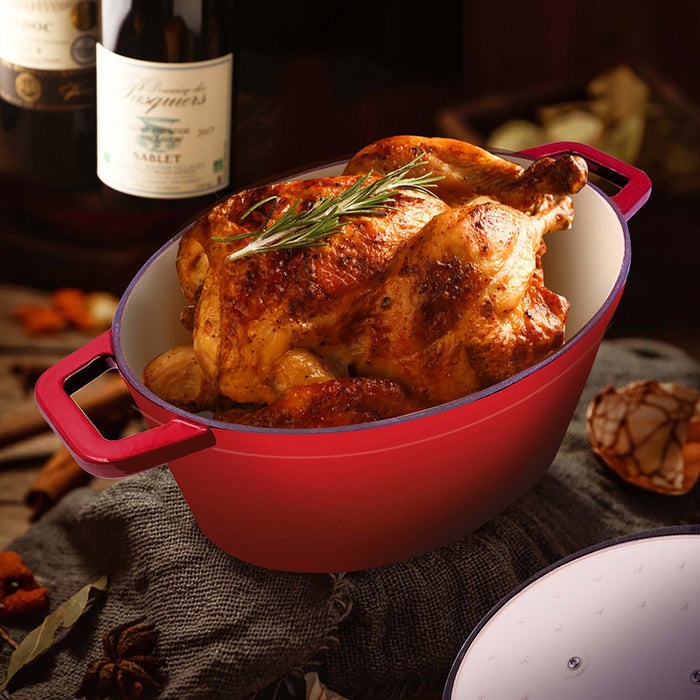Red 6.5L Round Cast Iron Casserole