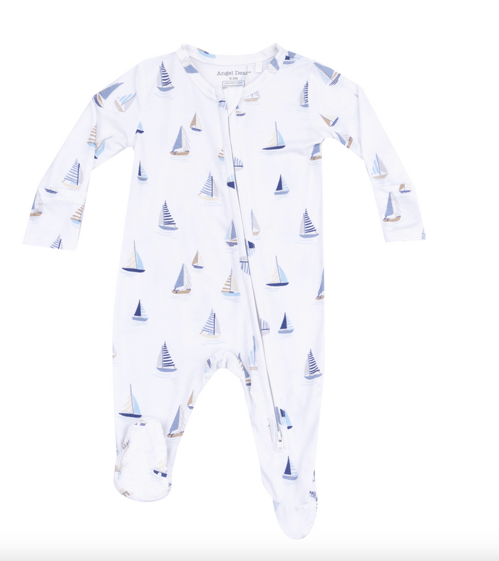 Sailboats 2 Way Zipper Footie