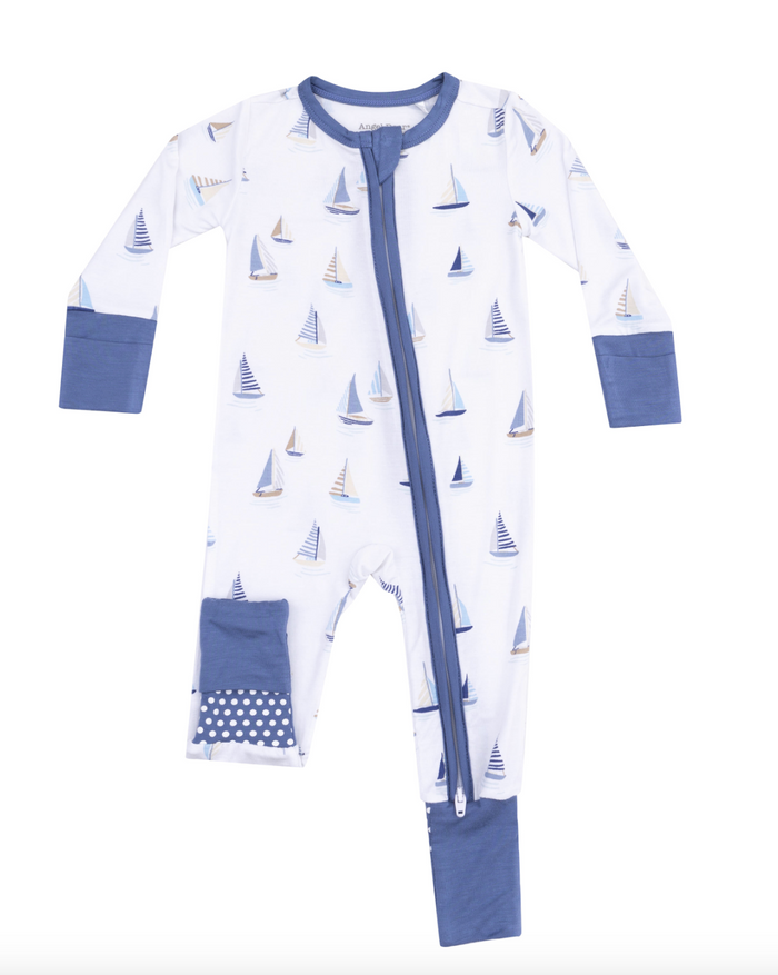 Sailboats Blue 2 Way Zipper Romper