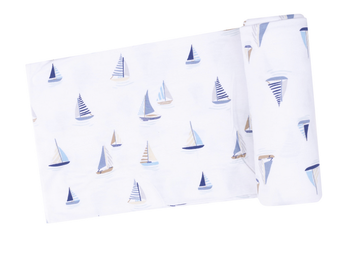 Sailboats Blue Swaddle Blanket