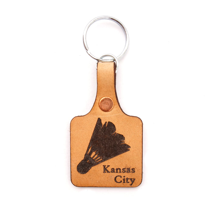 Say It On Wood Shuttlecock Leather Keychain
