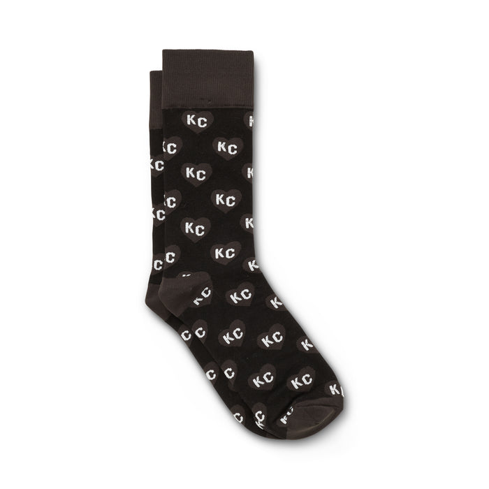 School of Sock Black and Grey Heart KC Socks
