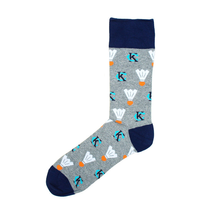 School of Sock KC Logo Shuttlecock Socks - Grey & Navy