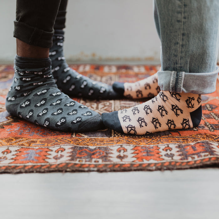School of Sock Made in KC Exclusive Charcoal Heart KC Socks