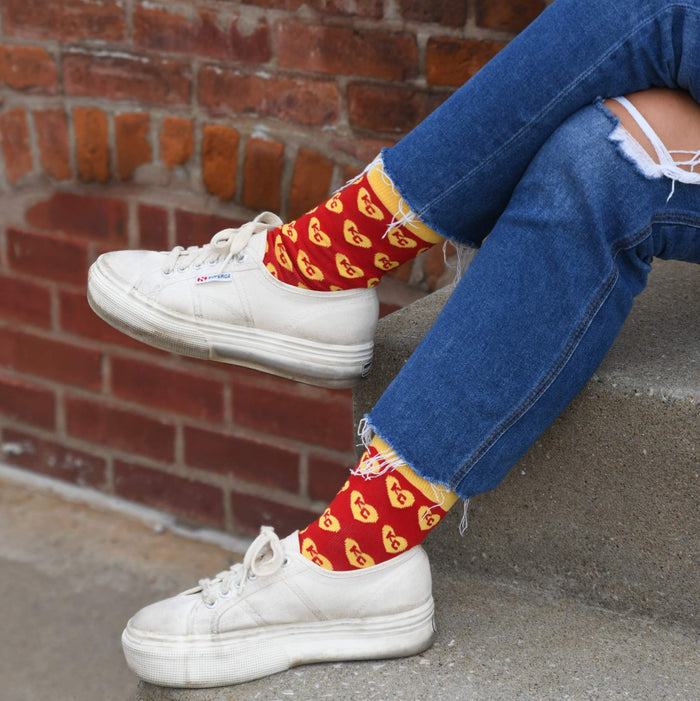 School of Sock Red and Yellow Heart KC Socks