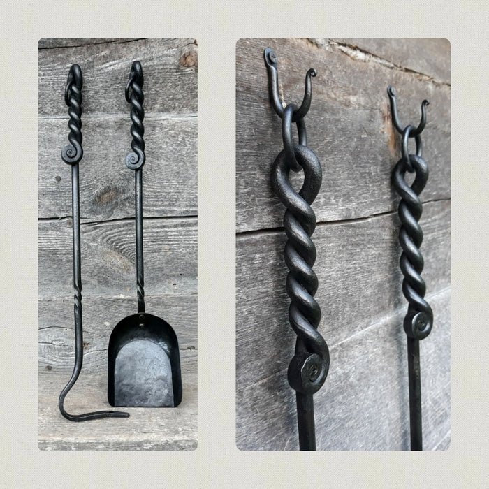 Set of Hand Forged Fire Place Tools 560mm - Old West Iron