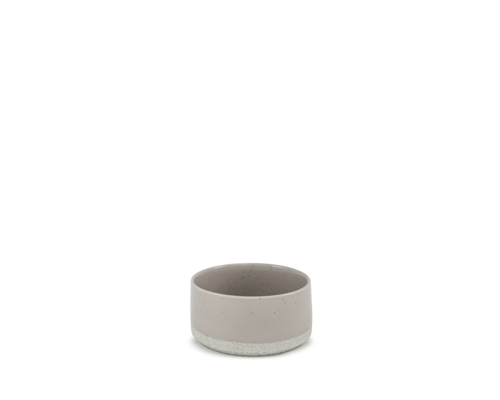 A small, round, light gray ceramic Side Bowl with a matte finish and slightly textured base, shown on a plain white background.