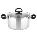 Silver Riesa 5L Stainless Steel Casserole with Glass Lid