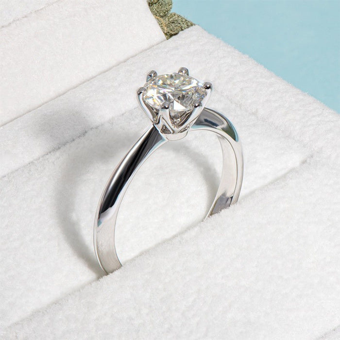 Six Prongs 1 Carat 925 Sterling Silver Moissanite Ring cjdropshipping