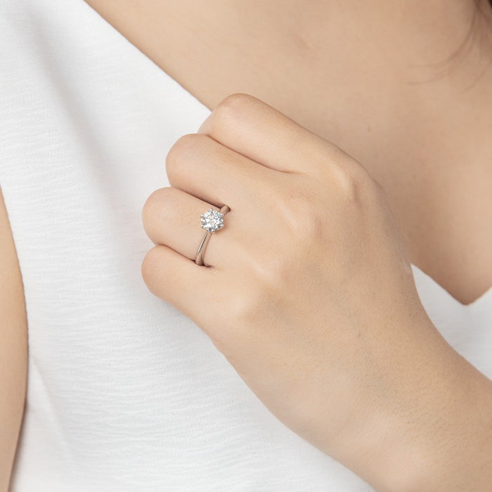 Six Prongs 1 Carat 925 Sterling Silver Moissanite Ring cjdropshipping