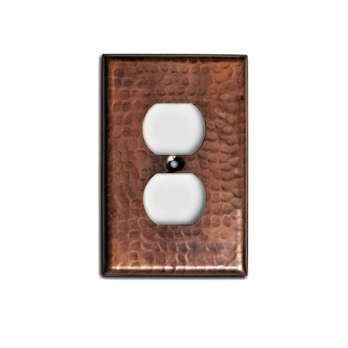 Solid Copper Hammered Duplex Outlet Cover