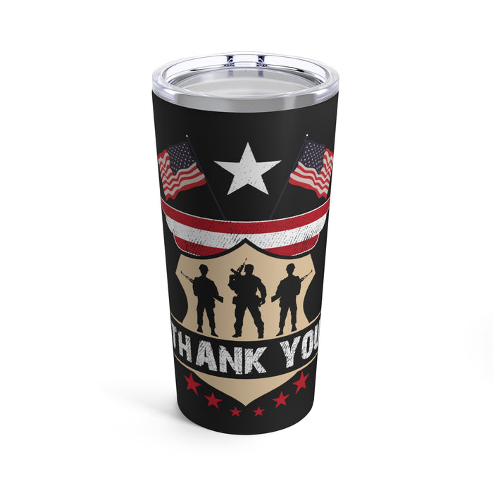 Thank You 20oz Military Design Tumbler - Black Background