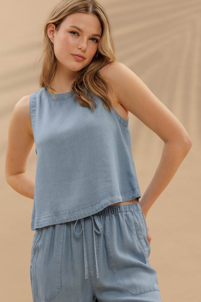 The Alyssa Chambray Top + Pant Set - Sold Separately
