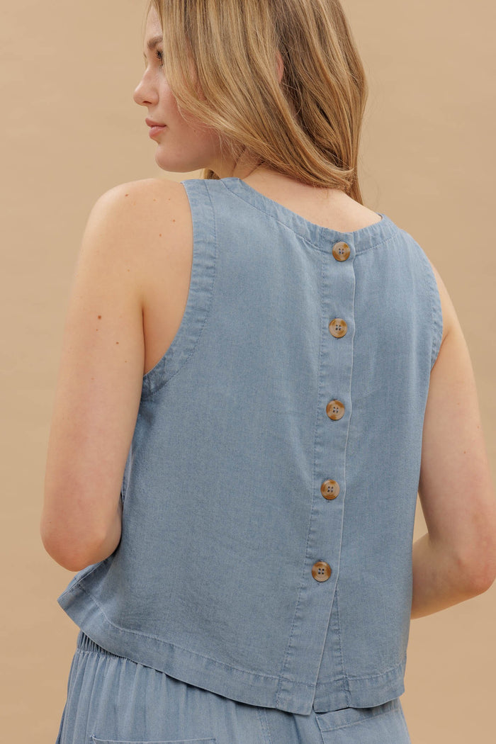 The Alyssa Chambray Top + Pant Set - Sold Separately