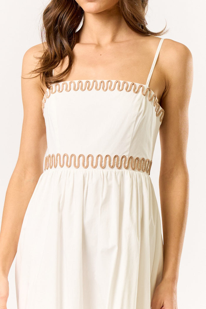 The Arabella Off White Embroidered Midi Dress