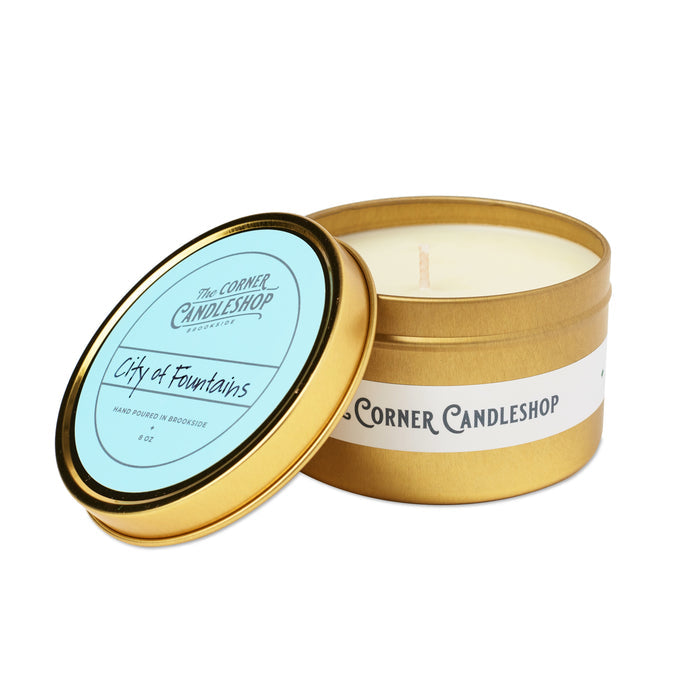 The Corner Candleshop City of Fountains Tin
