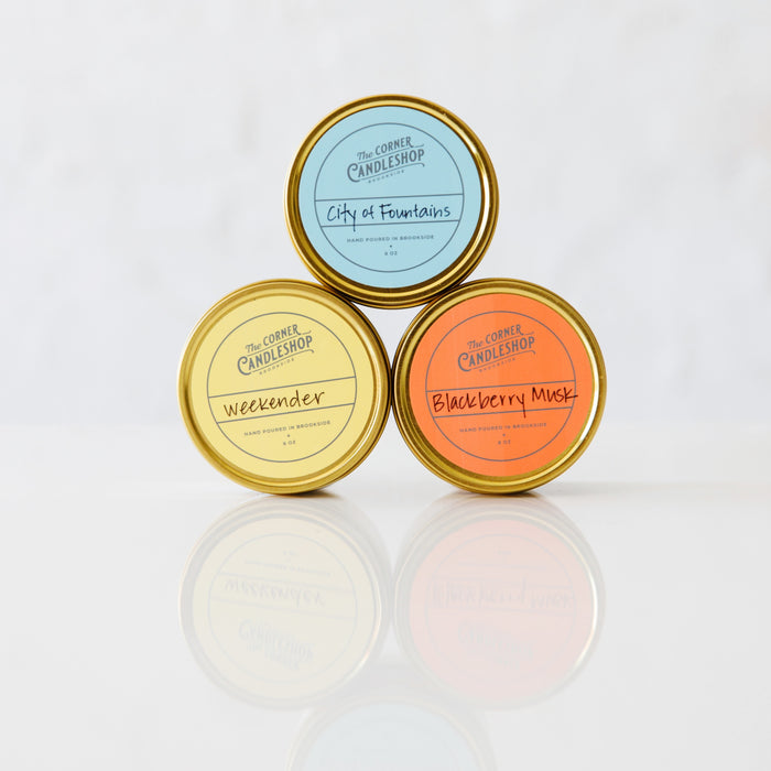The Corner Candleshop City of Fountains Tin