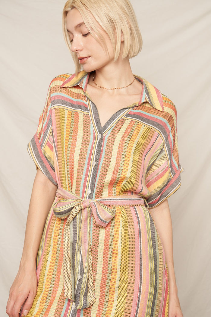 The Kadence Striped Belted Mini Dress