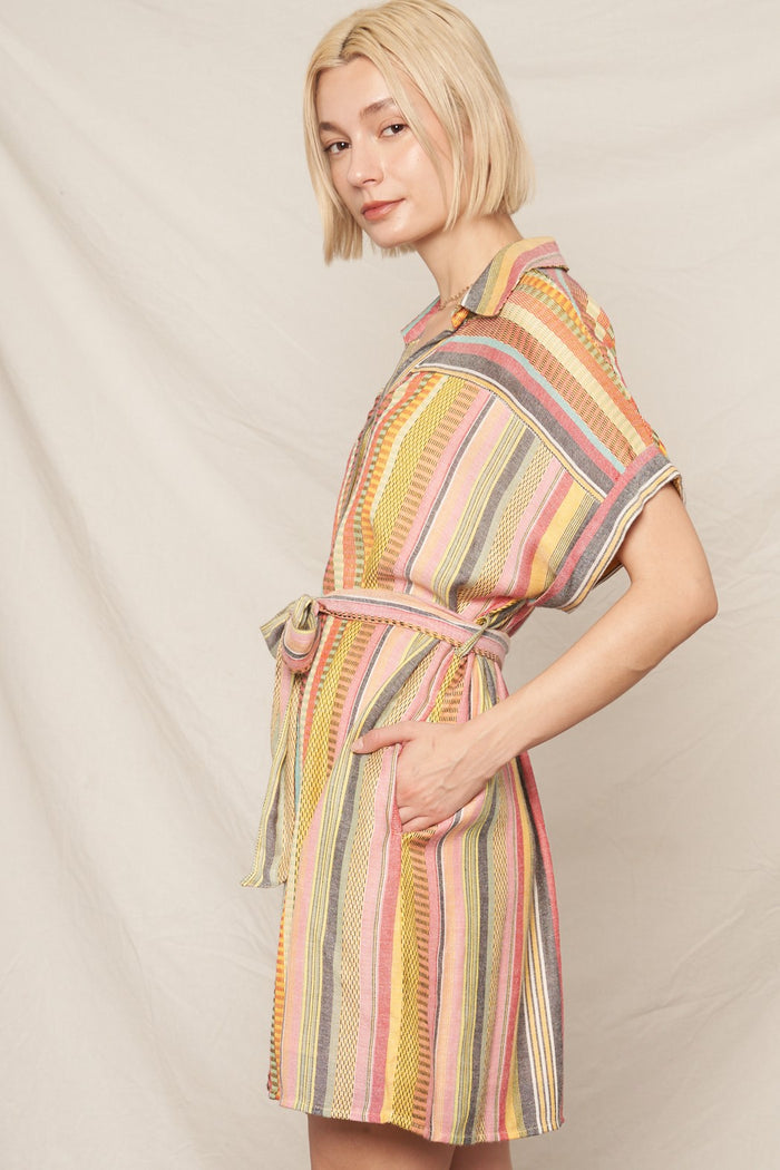 The Kadence Striped Belted Mini Dress
