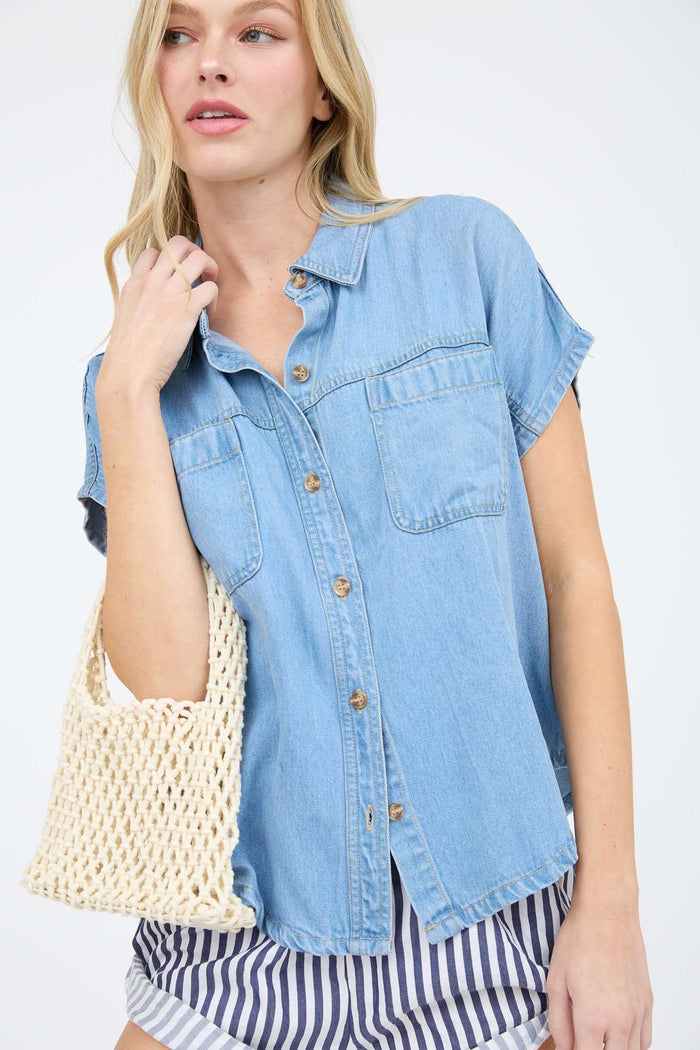 The Libby Chambray Button Down Top