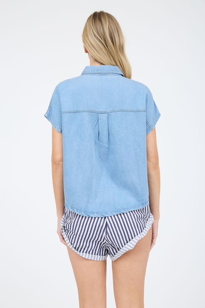 The Libby Chambray Button Down Top