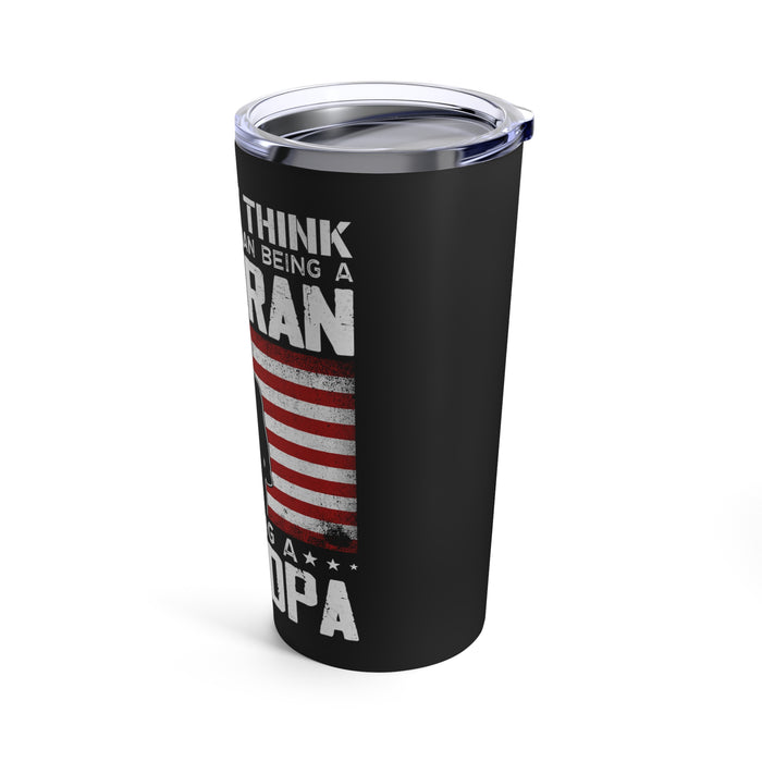 The Love of a Veteran, the Joy of a Grandpa 20oz Military Design Tumbler - Black Background