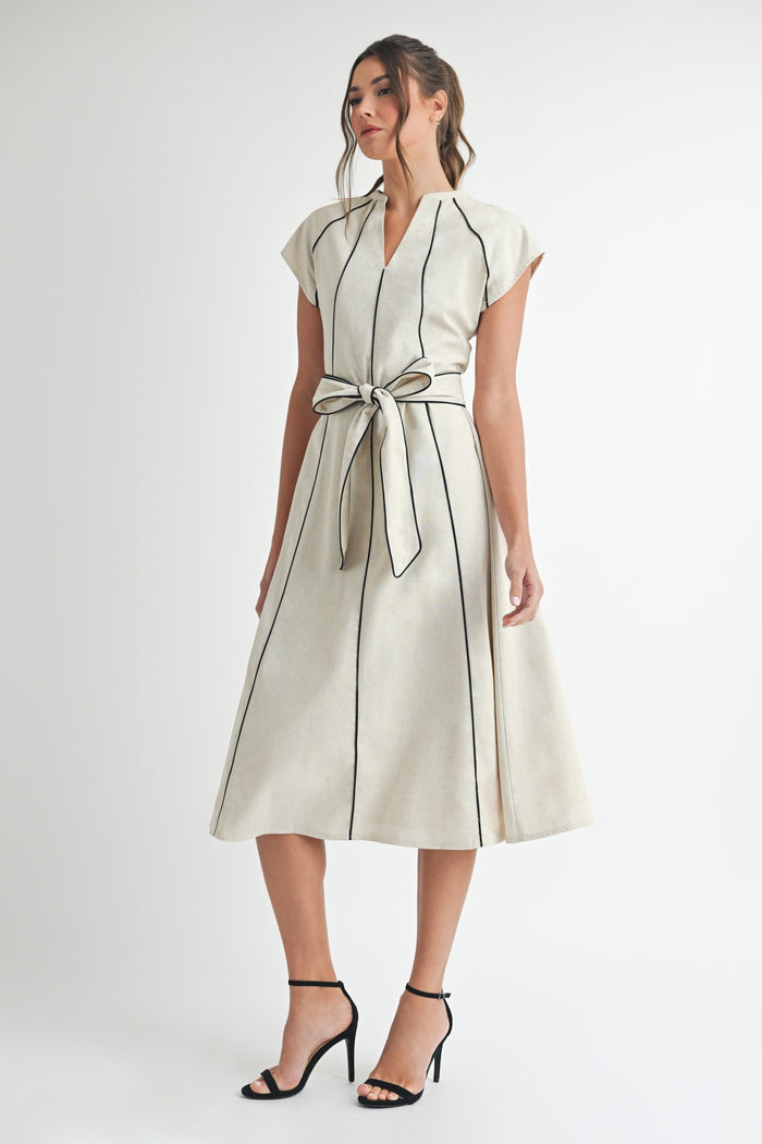 The Margaret Linen Stripe Midi Dress