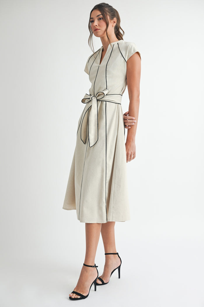 The Margaret Linen Stripe Midi Dress