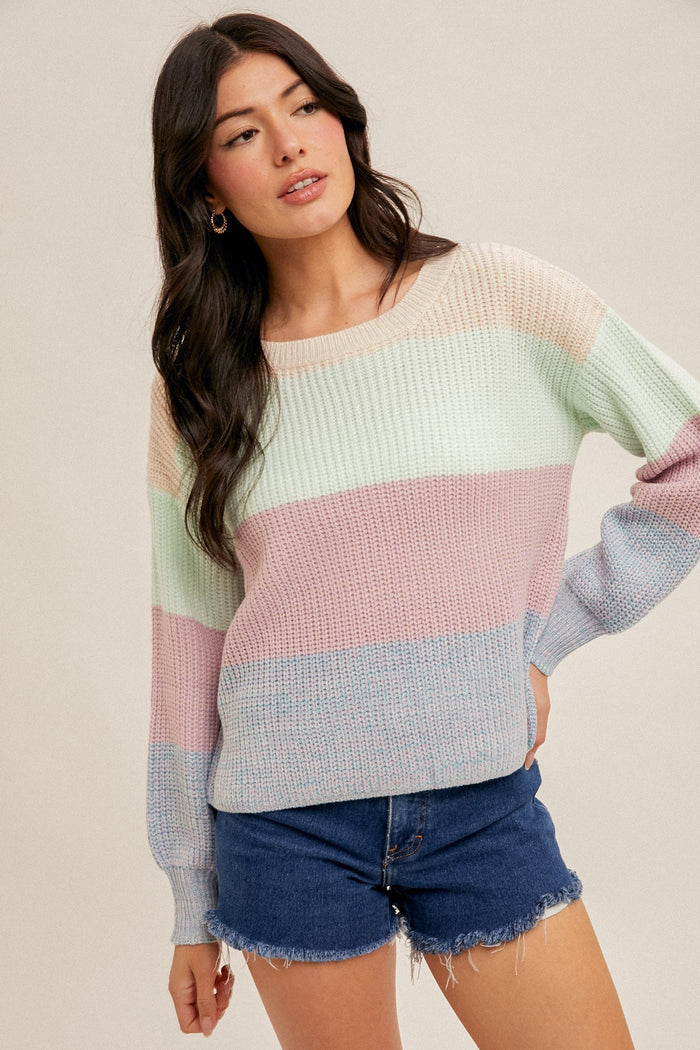 The Meggy Blue Color Block Sweater