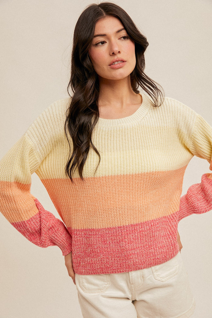The Meggy Orange Color Block Sweater