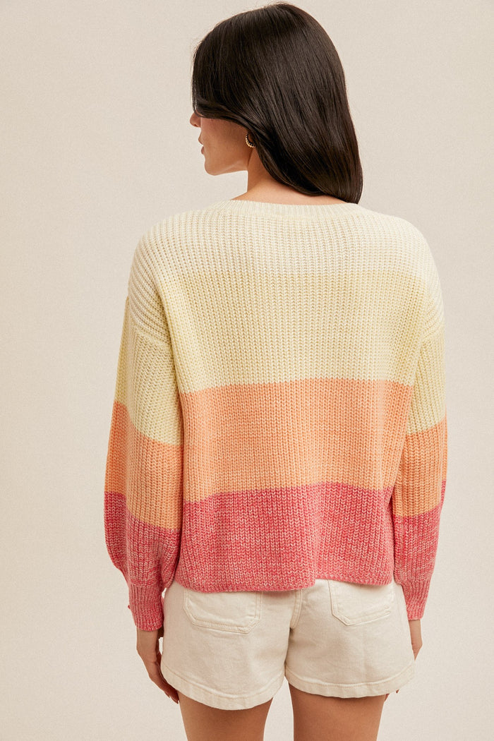 The Meggy Orange Color Block Sweater