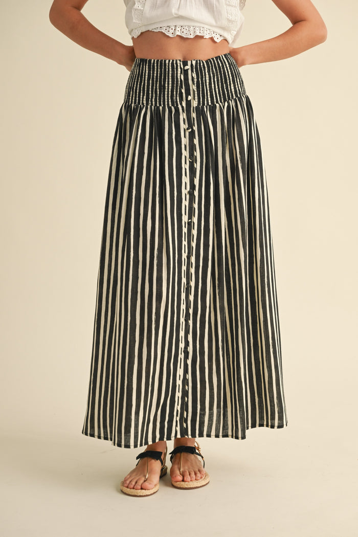 The Penelope Striped Smocked Skirt