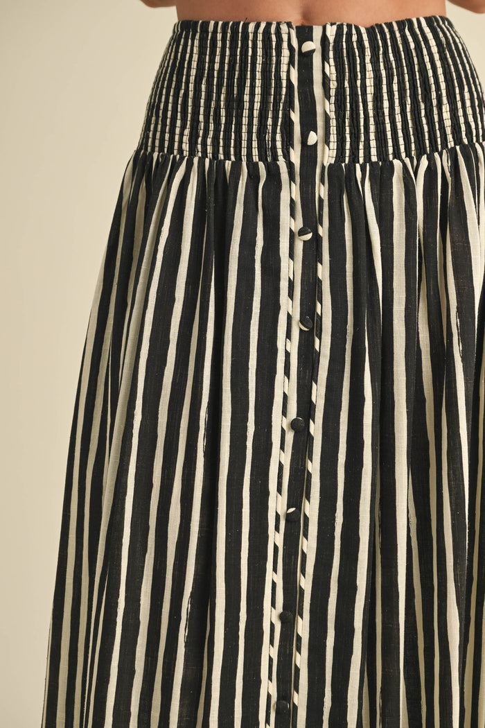 The Penelope Striped Smocked Skirt