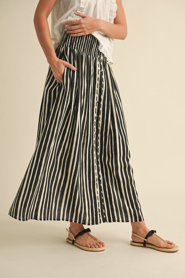 The Penelope Striped Smocked Skirt