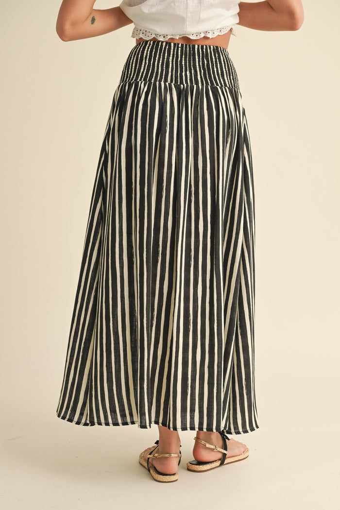 The Penelope Striped Smocked Skirt
