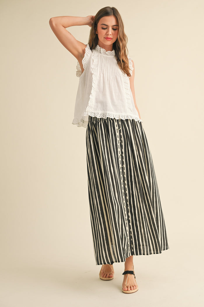 The Penelope Striped Smocked Skirt