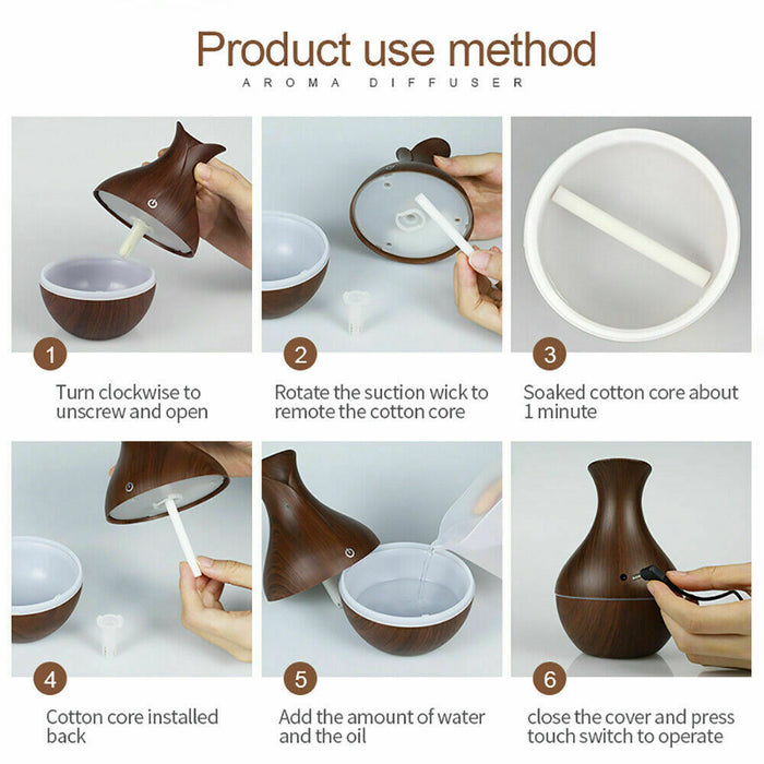 Ultrasonic Humidifier Oil Diffuser Air Purifier Aromatherapy with LED Lights cjdropshipping