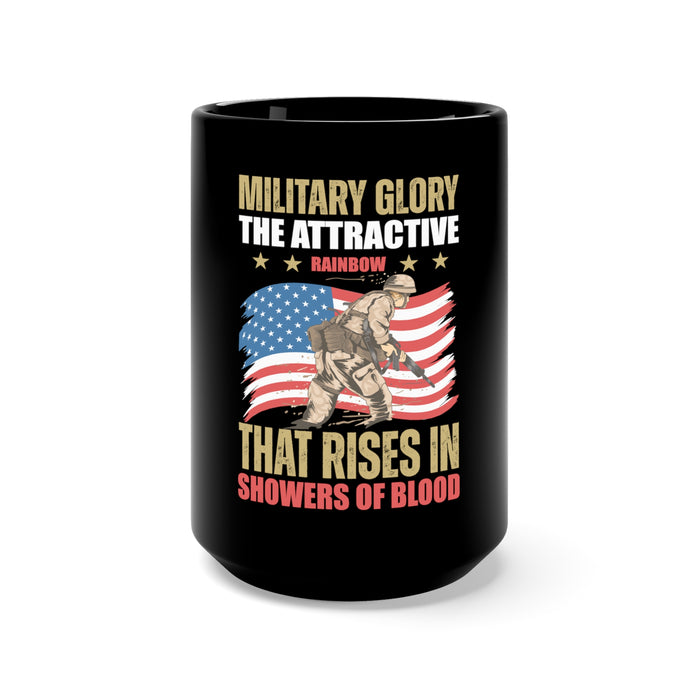 Unyielding Military Spirit: 15oz Military Design Black Mug for Warriors of Glory