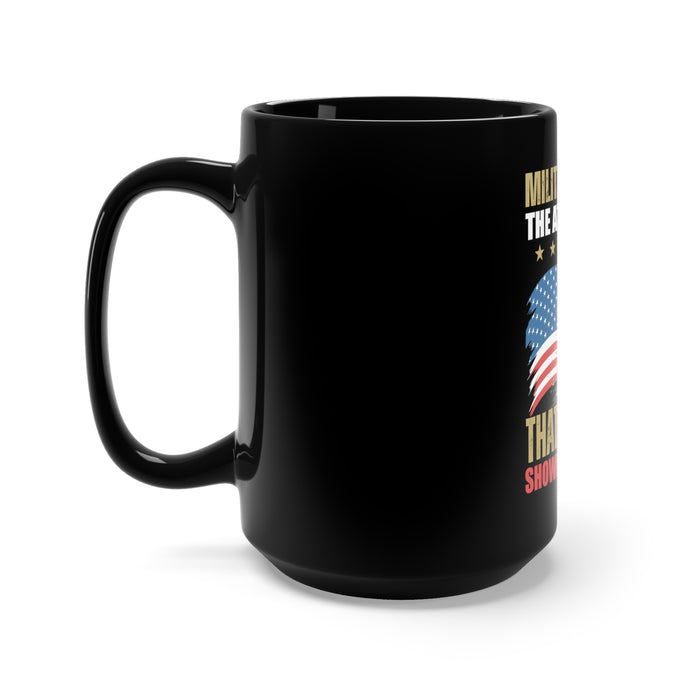 Unyielding Military Spirit: 15oz Military Design Black Mug for Warriors of Glory