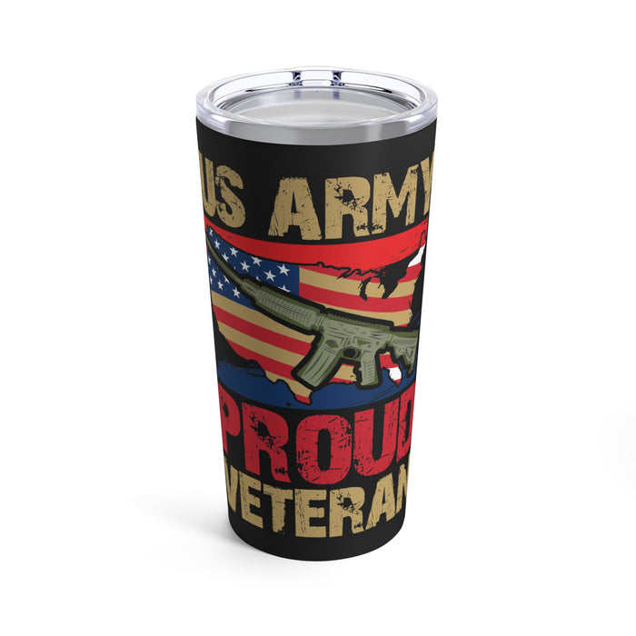 US Army Proud Veteran 20oz Military Design Tumbler - Black Background