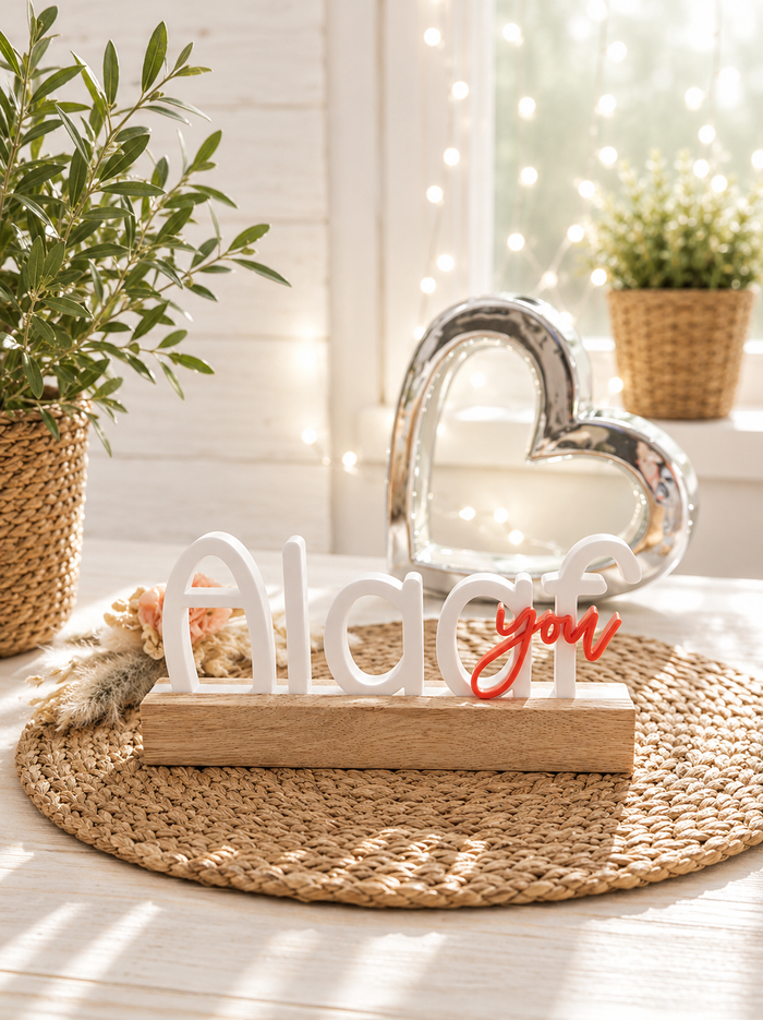 Viva Colonia – närrischer 3D-Schriftzug mit Eichenholz-Sockel von CozyLabs Design