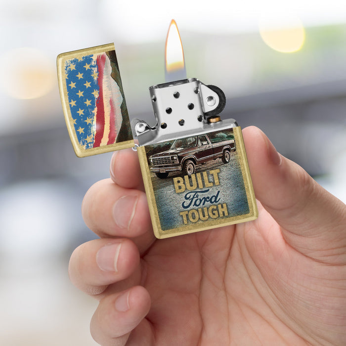 Zippo Lighter: Built Ford Tough Design - Street Brass 47398