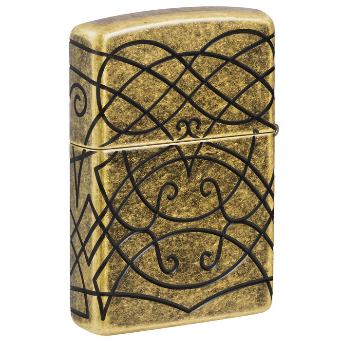 Zippo Lighter: Celtic Flame Design - Antique Brass 47254