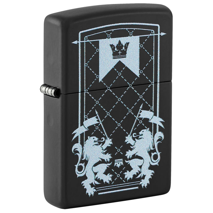 Zippo Lighter: Coat of Arms Design - Black Matte 47476