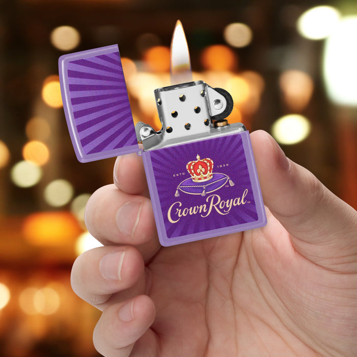 Zippo Lighter: Crown Royal Rays Design - Smokey Lavender 47399