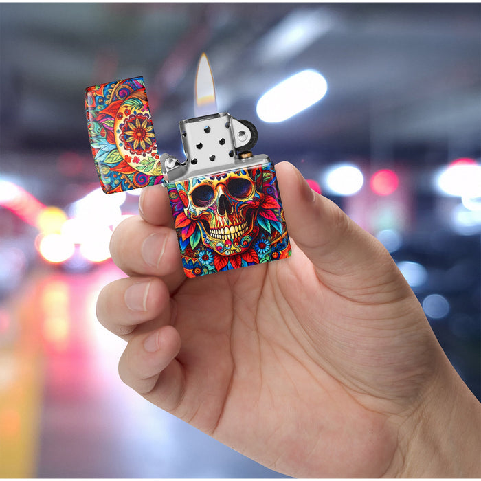 Zippo Lighter: Day of the Dead Skull Design - 540 Color 47263